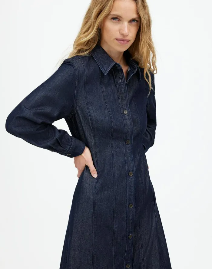 Women Seamed Midi Shirtdress In Segovia Wash Airy Denim Edition Segovia Wash Madewell Dresses