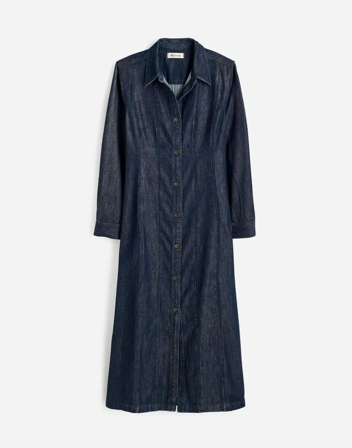 Women Seamed Midi Shirtdress In Segovia Wash Airy Denim Edition Segovia Wash Madewell Dresses