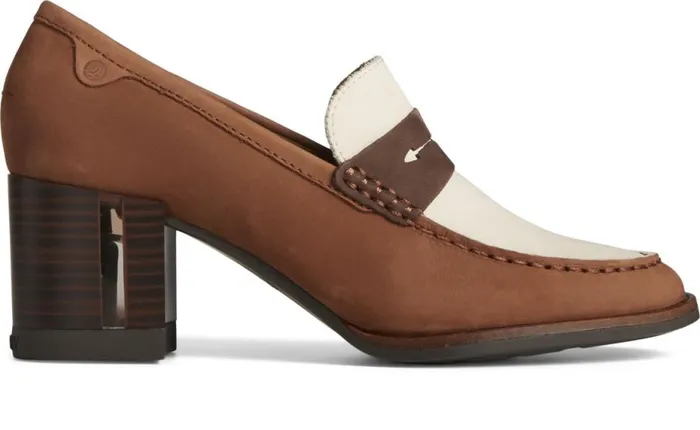 Women Seaport TwoTone Penny Heel Brownivory Sperry Flats and Loafers