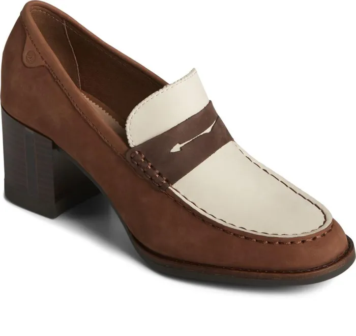 Women Seaport TwoTone Penny Heel Brownivory Sperry Flats and Loafers Women Seaport TwoTone Penny Heel Brownivory Sperry Flats and Loafers