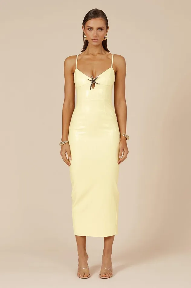 Women Sequin Dresses Runaway The Label BENITO MIDI DRESS Lemon