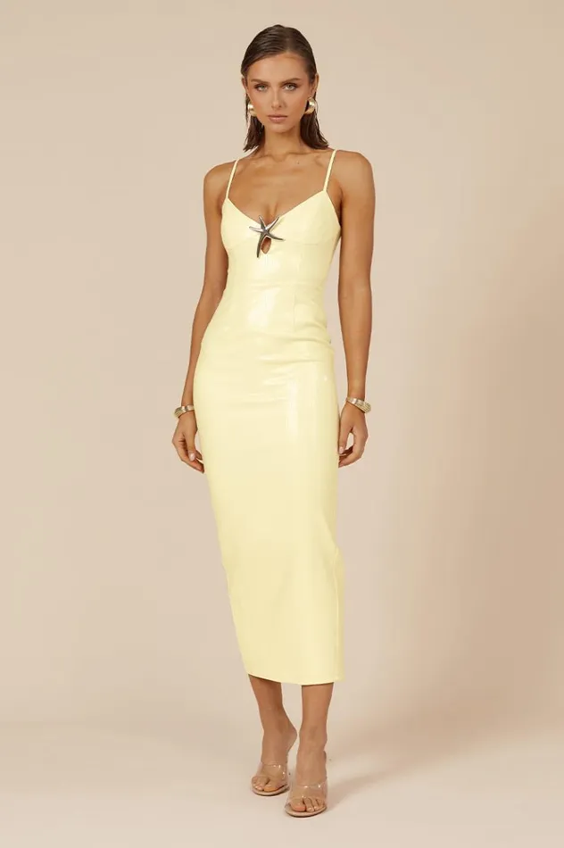 Women Sequin Dresses Runaway The Label BENITO MIDI DRESS Lemon