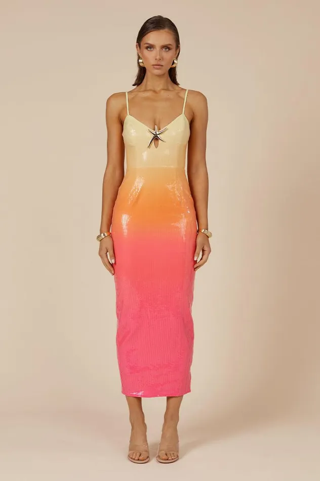 Women Sequin Dresses Runaway The Label BENITO MIDI DRESS Tropical