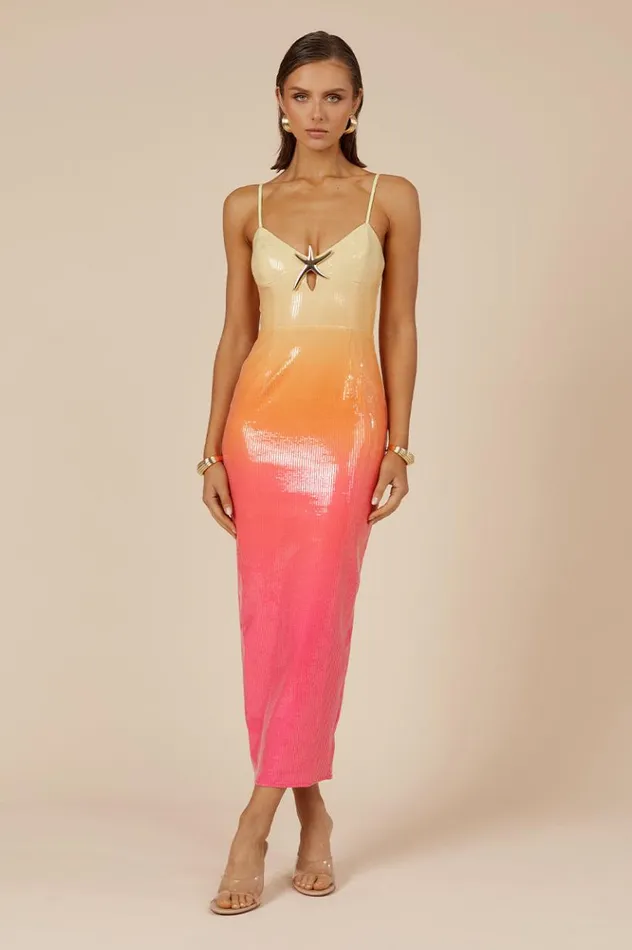 Women Sequin Dresses Runaway The Label BENITO MIDI DRESS Tropical