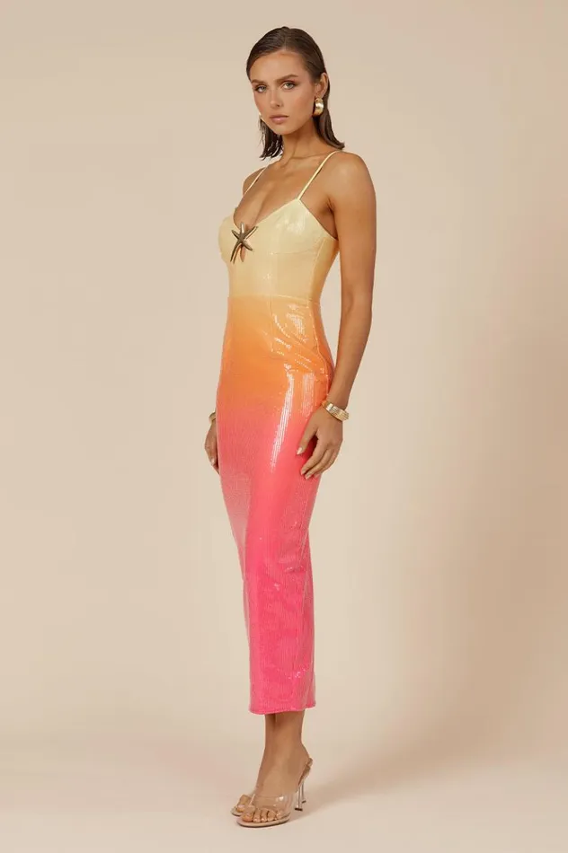 Women Sequin Dresses Runaway The Label BENITO MIDI DRESS Tropical