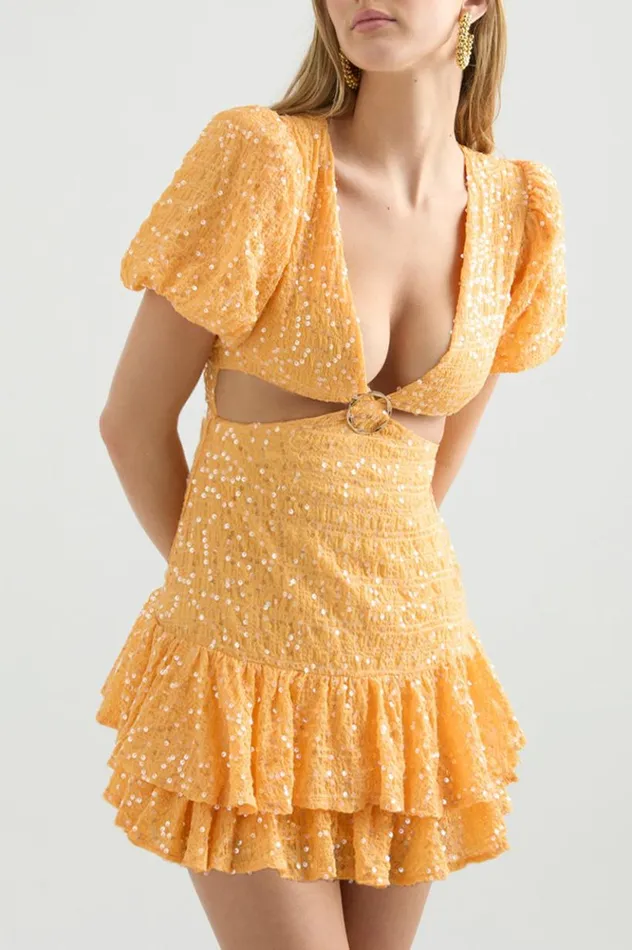 Women Sequin Dresses Runaway The Label ESTHER MINI DRESS Orange