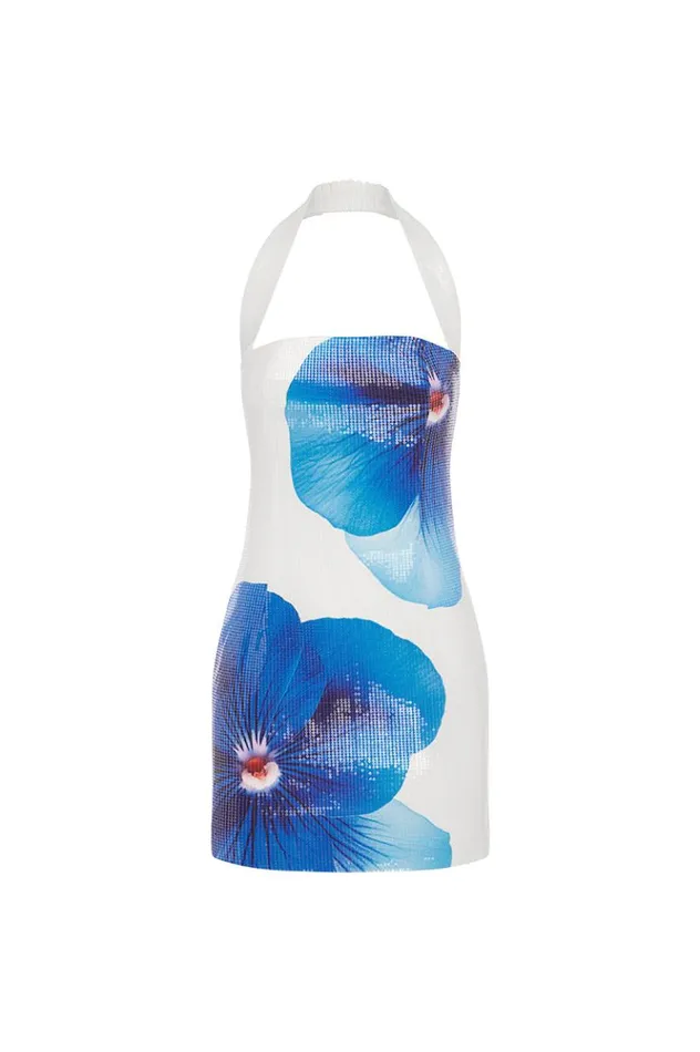 Women Sequin Dresses Runaway The Label JEZEBEL MINI DRESS Blue Flower