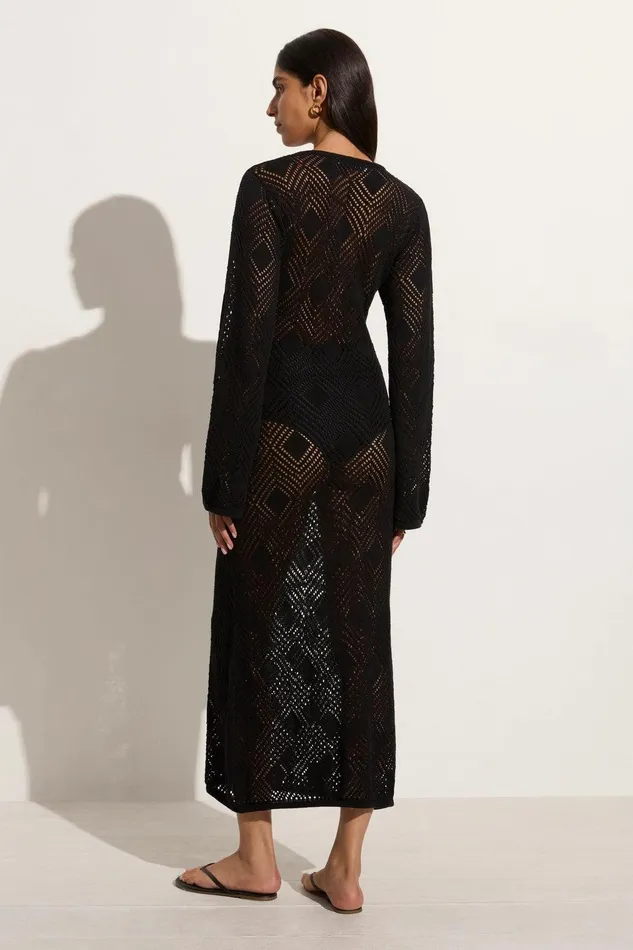 Women Serena Pointelle Knit Dress Black Faithfull The Brand Dresses Women Serena Pointelle Knit Dress Black Faithfull The Brand Dresses