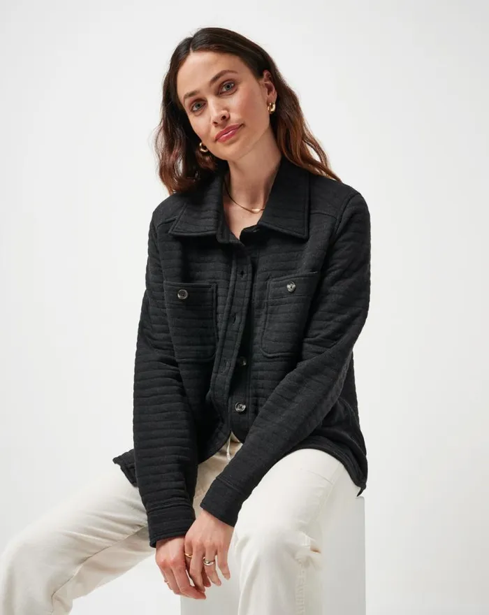 Women SERENE HORIZON SHACKET Heather Black TravisMathew Jackets