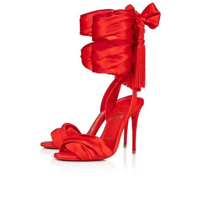 Women Sevillana 100 Mm Sandals 8211 Crepe Satin 8211 Ole Red Christian Louboutin Sandals and Slides Women Sevillana 100 Mm Sandals 8211 Crepe Satin 8211 Ole Red Christian Louboutin Sandals and Slides