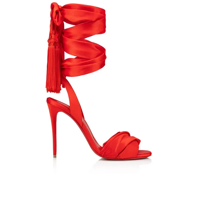 Women Sevillana 100 Mm Sandals 8211 Crepe Satin 8211 Ole Red Christian Louboutin Sandals and Slides