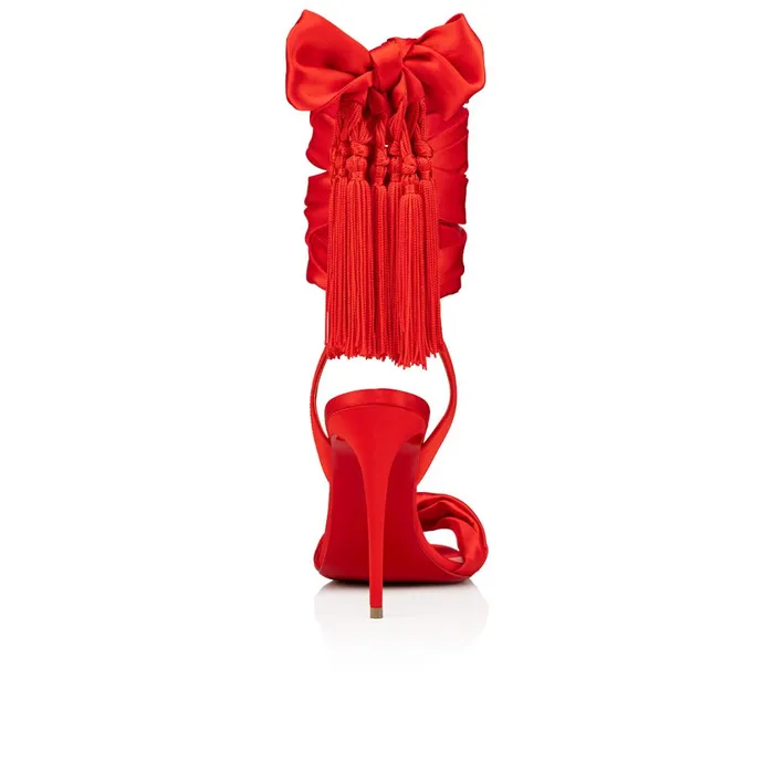 Women Sevillana 100 Mm Sandals 8211 Crepe Satin 8211 Ole Red Christian Louboutin Sandals and Slides