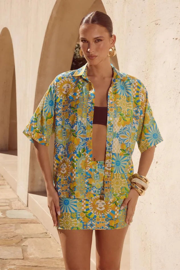 Women Shirts and Blouses Runaway The Label ANACAPRI SHIRT Anacapri Lemon