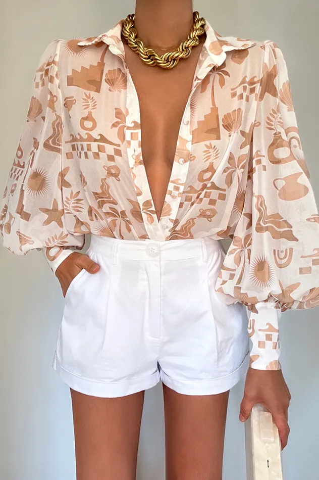 Women Shirts and Blouses Runaway The Label FLEETWOOD BLOUSE Cove White