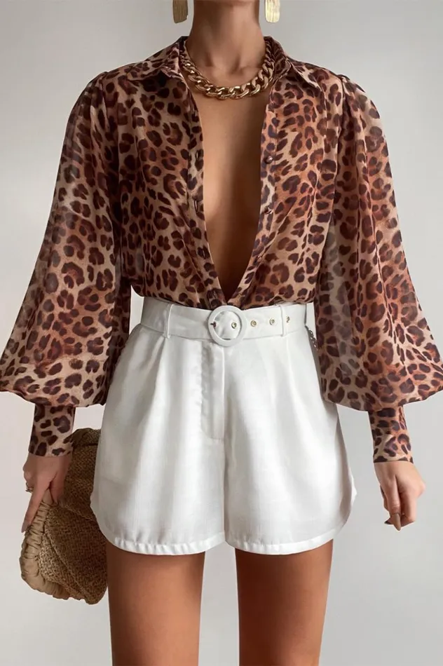 Women Shirts and Blouses Runaway The Label FLEETWOOD BLOUSE Leopard Print