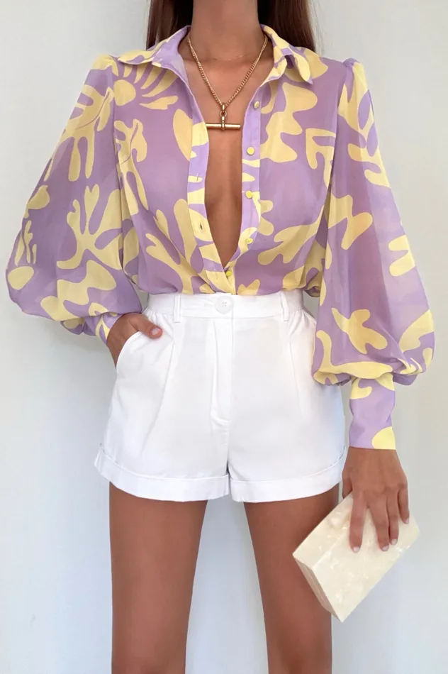 Women Shirts and Blouses Runaway The Label FLEETWOOD BLOUSE Lilac Botanica
