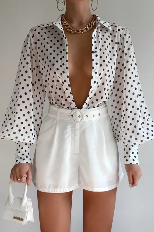 Women Shirts and Blouses Runaway The Label FLEETWOOD BLOUSE White Polka