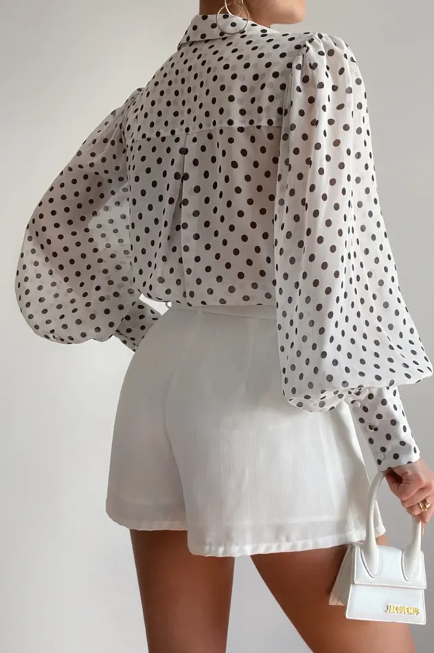 Women Shirts and Blouses Runaway The Label FLEETWOOD BLOUSE White Polka
