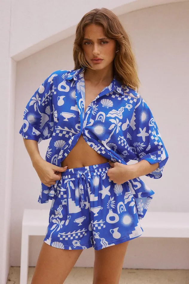 Women Shorts Runaway The Label HANNA SHORT Cove Blue