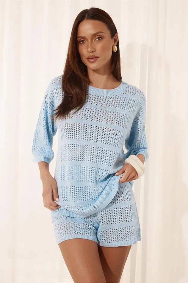 Women Shorts Runaway The Label SAMIA SHORT Sky Blue