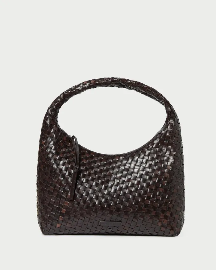 Women Shoulder Bags Loeffler Randall Willow Chocolate Woven Leather Hobo