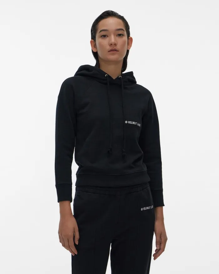 Women Shrunken Hoodie Black Helmut Lang TShirts and Sweatshirts