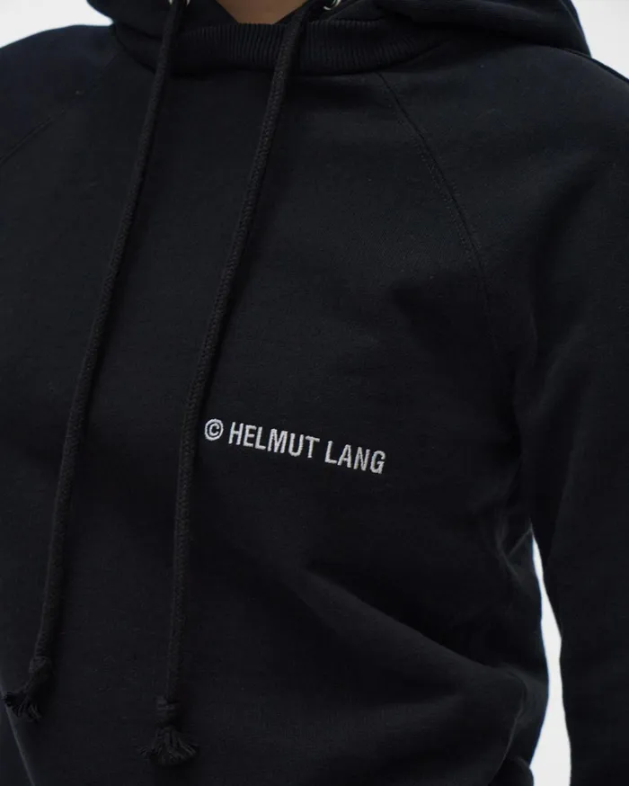 Women Shrunken Hoodie Black Helmut Lang TShirts and Sweatshirts