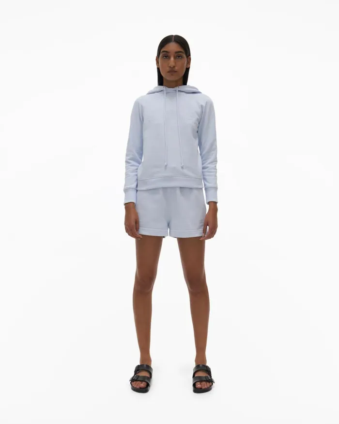 Women Shrunken Hoodie Cyber Blue Helmut Lang TShirts and Sweatshirts
