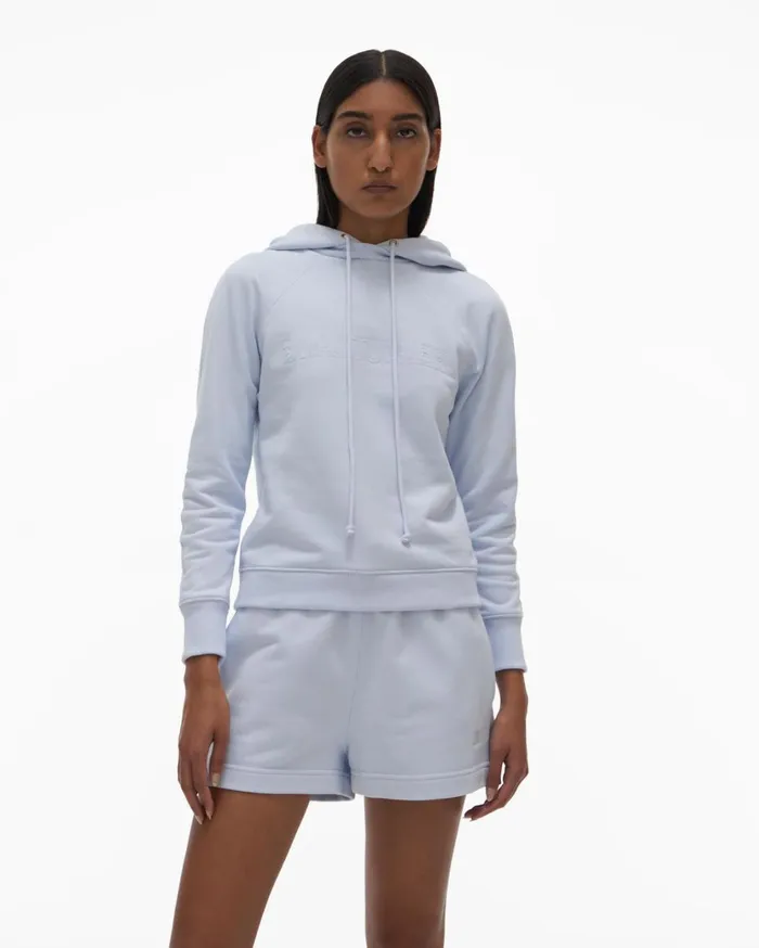 Women Shrunken Hoodie Cyber Blue Helmut Lang TShirts and Sweatshirts