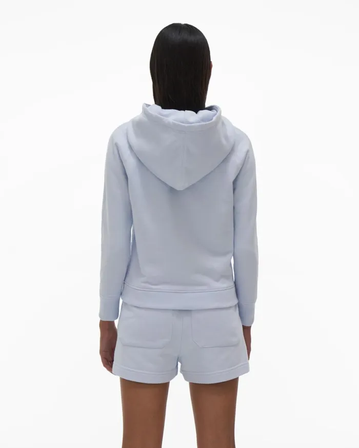Women Shrunken Hoodie Cyber Blue Helmut Lang TShirts and Sweatshirts