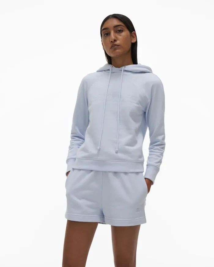 Women Shrunken Hoodie Cyber Blue Helmut Lang TShirts and Sweatshirts
