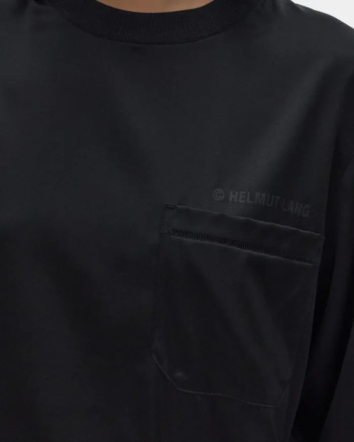 Women Silk Long Sleeve Tee Black Helmut Lang Tops