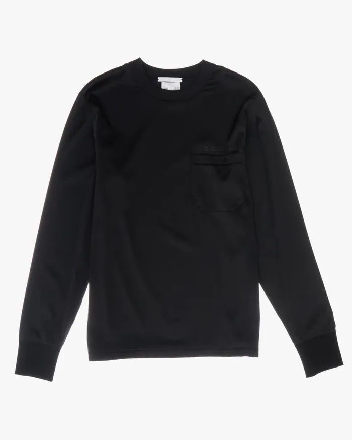 Women Silk Long Sleeve Tee Black Helmut Lang Tops