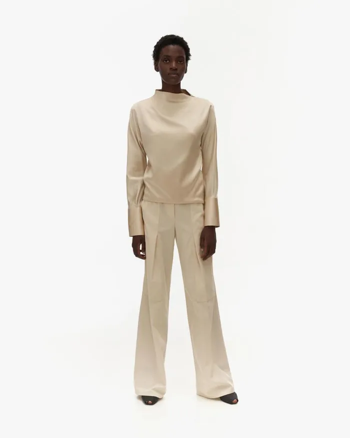 Women Silk LongSleeve Top Sea Pearl Helmut Lang Tops