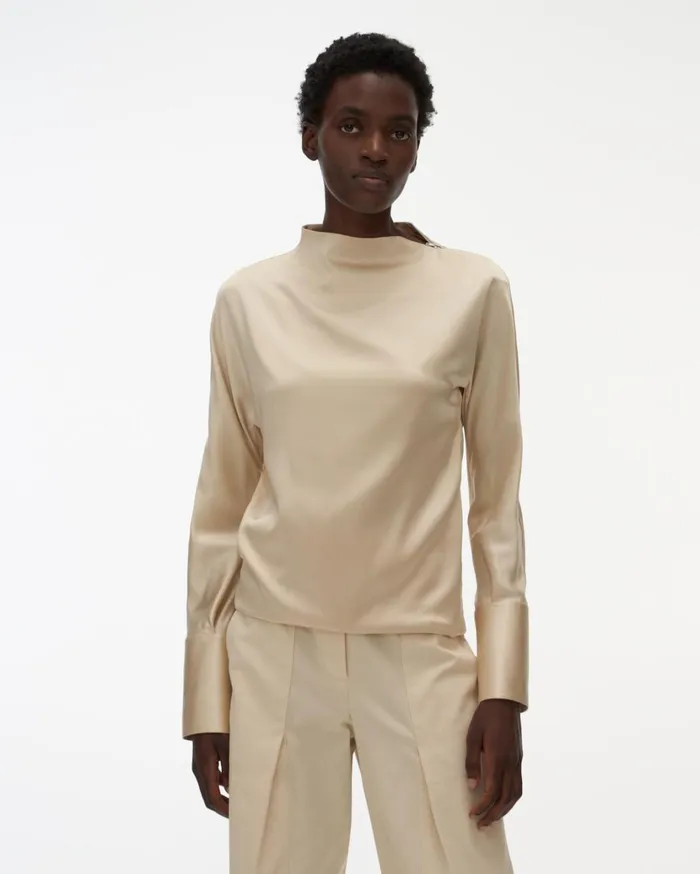Women Silk LongSleeve Top Sea Pearl Helmut Lang Tops