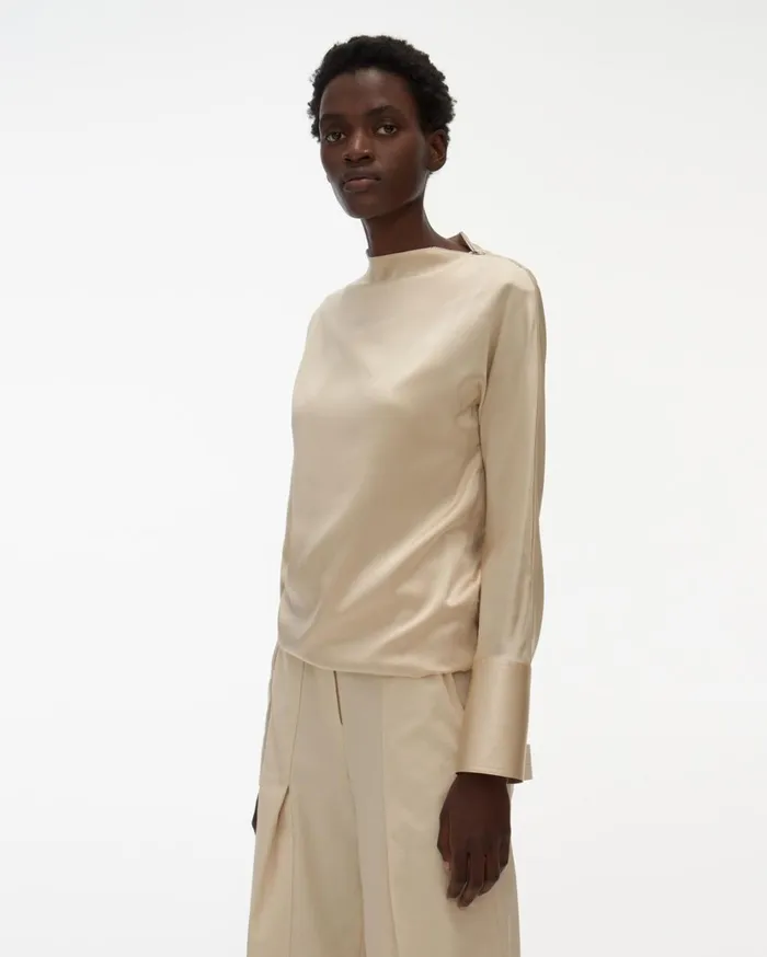 Women Silk LongSleeve Top Sea Pearl Helmut Lang Tops