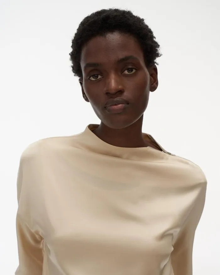 Women Silk LongSleeve Top Sea Pearl Helmut Lang Tops