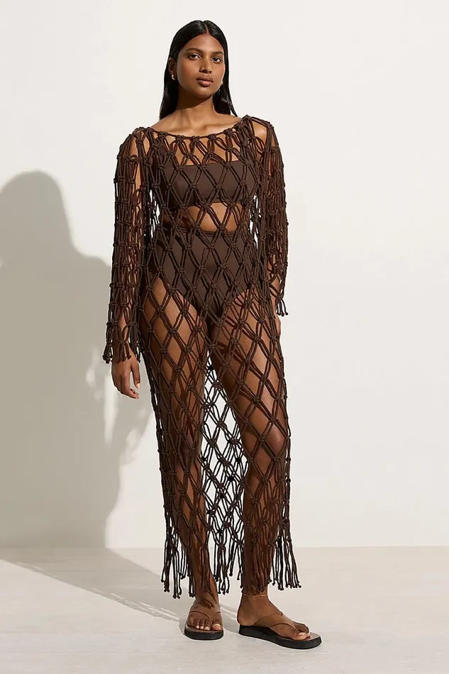 Women Sintra Macrame Dress Chocolate 8211 Final Sale Faithfull The Brand Dresses