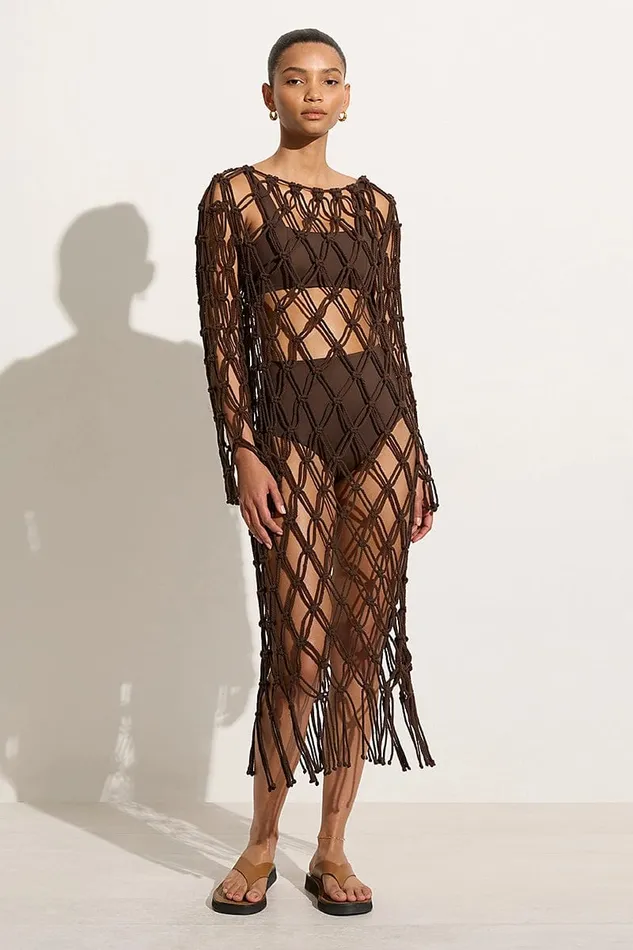 Women Sintra Macrame Dress Chocolate 8211 Final Sale Faithfull The Brand Dresses