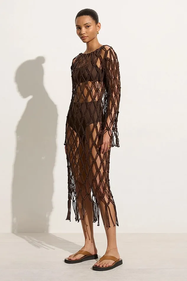 Women Sintra Macrame Dress Chocolate 8211 Final Sale Faithfull The Brand Dresses