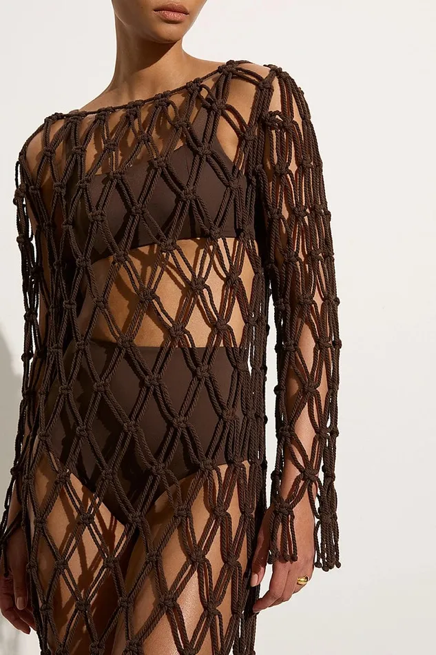 Women Sintra Macrame Dress Chocolate 8211 Final Sale Faithfull The Brand Dresses