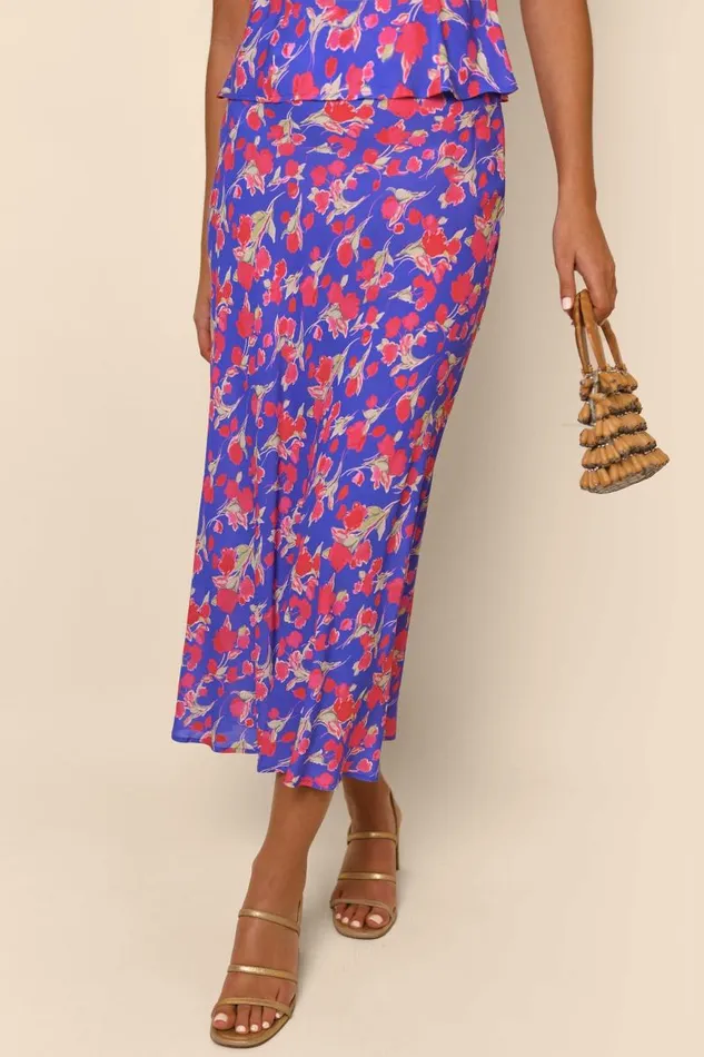 Women Skirts RIXO Kelly Fontainhas Floral Iris