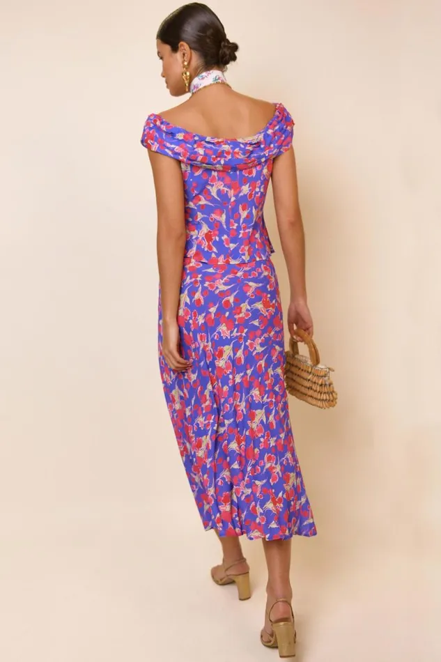 Women Skirts RIXO Kelly Fontainhas Floral Iris