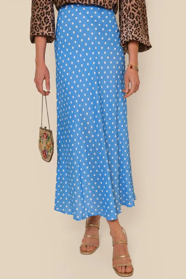 Women Skirts RIXO Kelly Polka Dot Blue