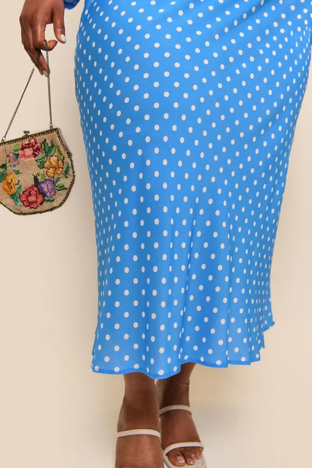 Women Skirts RIXO Kelly Polka Dot Blue Women Skirts RIXO Kelly Polka Dot Blue