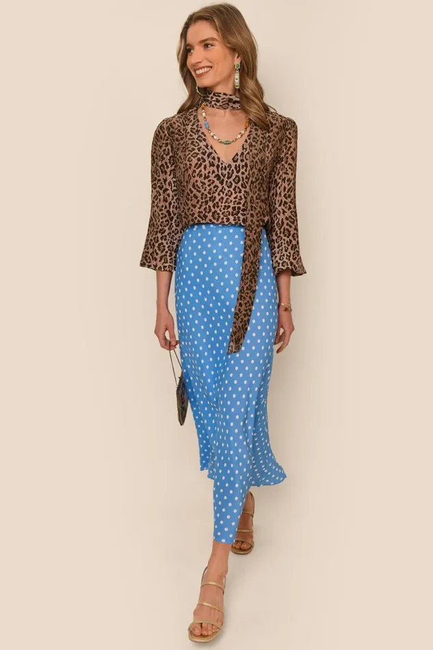 Women Skirts RIXO Kelly Polka Dot Blue Women Skirts RIXO Kelly Polka Dot Blue