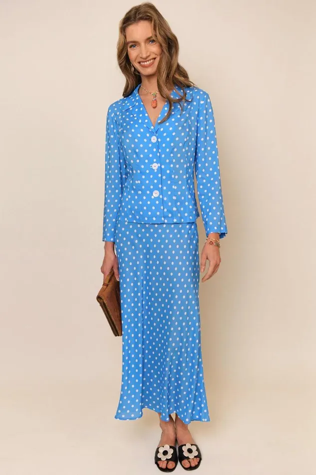 Women Skirts RIXO Kelly Polka Dot Blue Women Skirts RIXO Kelly Polka Dot Blue