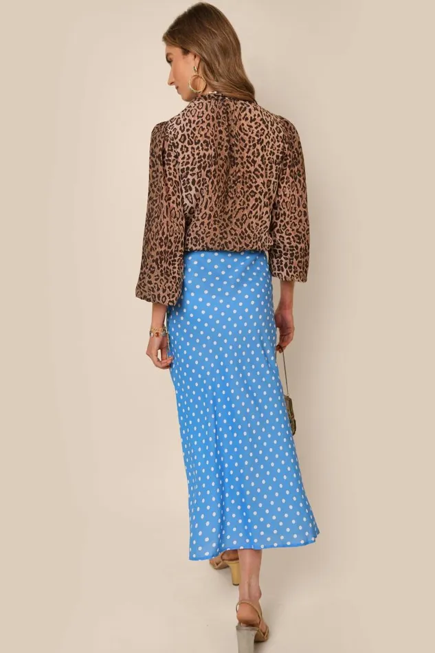 Women Skirts RIXO Kelly Polka Dot Blue Women Skirts RIXO Kelly Polka Dot Blue