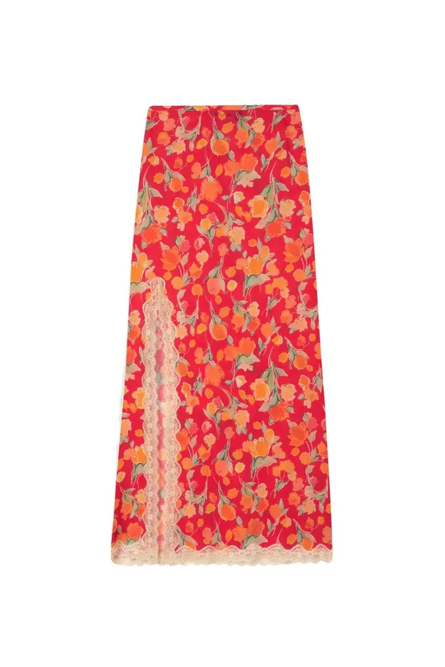 Women Skirts RIXO Sibilla Fontainhas Floral Coral Women Skirts RIXO Sibilla Fontainhas Floral Coral