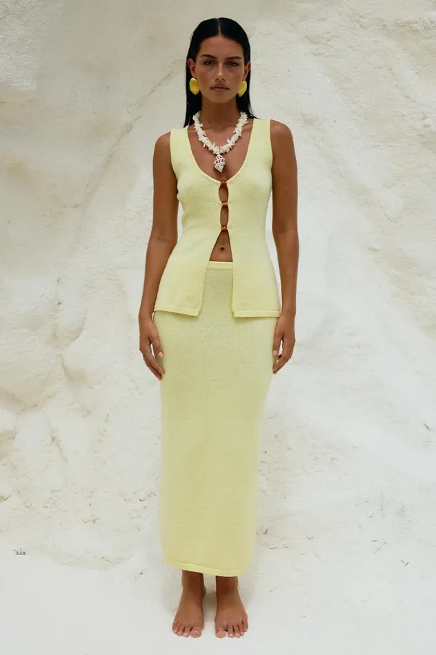 Women Skirts Runaway The Label NADINA MIDI SKIRT Lemon